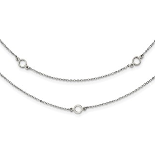 Stainless Steel Polished Two Strand 15.75in w/2in ext Necklace