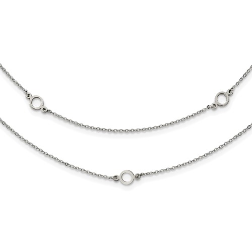 Stainless Steel Polished Two Strand Necklace with 2in Ext, 15.75"