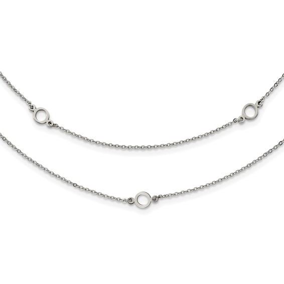Stainless Steel Polished Two Strand 15.75in w/2in ext Necklace