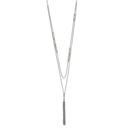 Chisel Stainless Steel Polished Infinity Multi Strand Necklace with a 2 Inch Extension, 28"