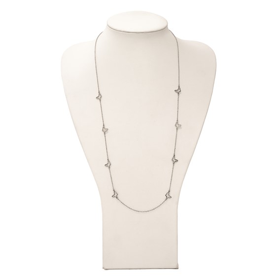 Stainless Steel Polished Butterflies 33in Necklace