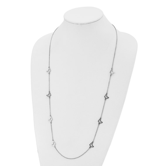 Stainless Steel Polished Butterflies 33in Necklace