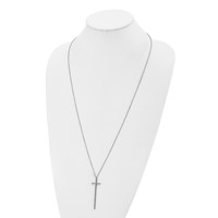 Chisel Stainless Steel Polished Long Cross Pendant on a Cable Chain Necklace, 30" view 4