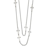 Stainless Steel Two Strand Cross 30in Necklace view 2