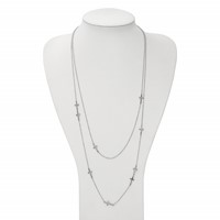 Stainless Steel Two Strand Cross 30in Necklace view 3