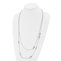 Stainless Steel Two Strand Cross 30in Necklace view 5