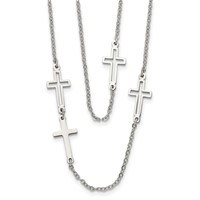 Stainless Steel Two Strand Cross 30in Necklace view 1