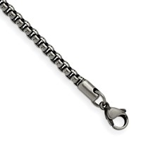 Chisel Stainless Steel Antiqued and Polished 3.9mm Rounded Box Chain, 8.5" view 1
