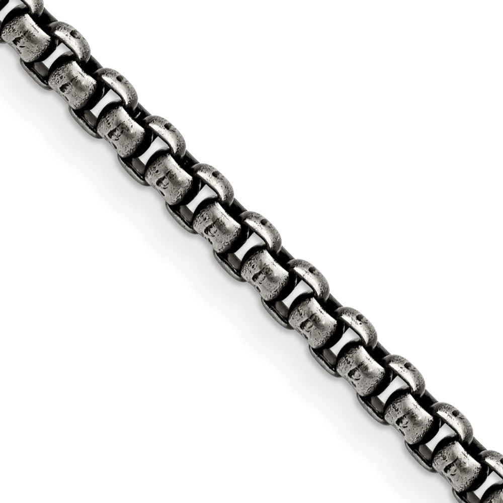 Stainless Steel Antiqued and Polished 3.9mm Rounded Box Chain