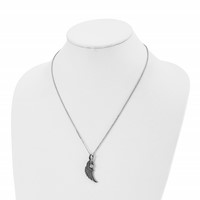 Stainless Steel Antiqued and Polished Necklace with Crystal Wing, 20" view 4
