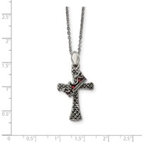 Stainless Steel Antiqued & Polished Necklace with Crystal Cross view 3