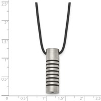 Chisel Stainless Steel Brushed and Polished with Black Rubber Cylinder on an 18 Inch Leather Cord Necklace view 5