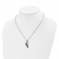 Stainless Steel Antiqued and Polished Necklace with Crystal Wing, 18" view 4