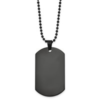 Chisel Stainless Steel Polished Black IP-plated Dog Tag on a Ball Chain Necklace, 20" view 3