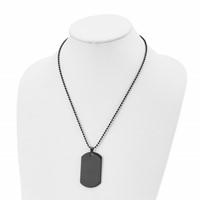 Chisel Stainless Steel Polished Black IP-plated Dog Tag on a Ball Chain Necklace, 20" view 4