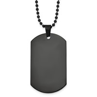 Chisel Stainless Steel Polished Black IP-plated Dog Tag on a Ball Chain Necklace, 20" view 1