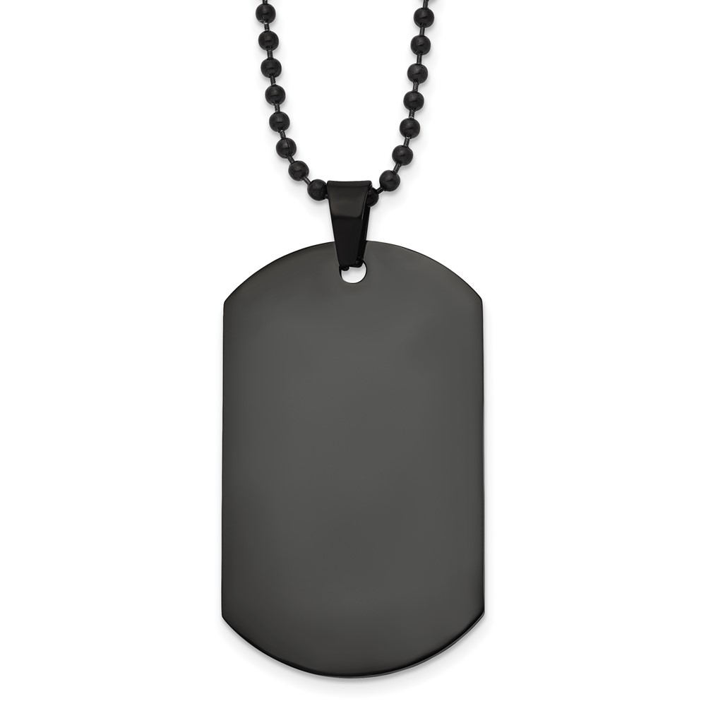 Stainless Steel Polished Black IP-plated Dog Tag 20in Necklace