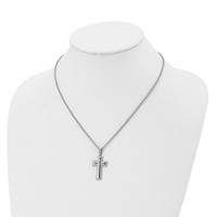 Chisel Stainless Steel Polished Medium Pillow Cross Pendant on an Cable Chain Necklace, 18" view 4