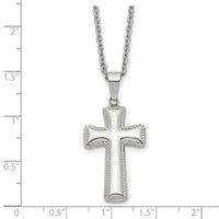 Chisel Stainless Steel Polished Medium Pillow Cross Pendant on an Cable Chain Necklace, 18" view 5