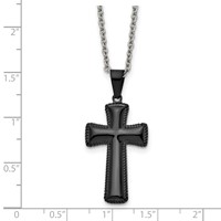 Chisel Stainless Steel Polished Black IP-plated Medium Pillow Cross Pendant on an Cable Chain Necklace, 18" view 5
