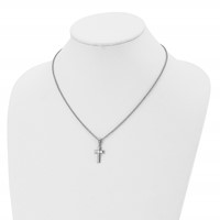 Chisel Stainless Steel Polished Small Pillow Cross Pendant on an Cable Chain Necklace, 18" view 4
