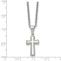 Chisel Stainless Steel Polished Small Pillow Cross Pendant on an Cable Chain Necklace, 18" view 5