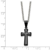 Chisel Stainless Steel Polished Black IP-plated Small Pillow Cross Pendant on a Cable Chain Necklace, 16" view 5