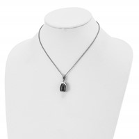 Stainless Steel Polished and Textured Black IP-plated Grenade Necklace view 4