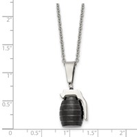 Stainless Steel Polished and Textured Black IP-plated Grenade Necklace view 5