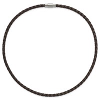 Chisel 4mm Genuine Leather Hexagon Weave Necklace, 18" view 4