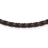 Chisel 4mm Genuine Leather Hexagon Weave Necklace, 18" view 1