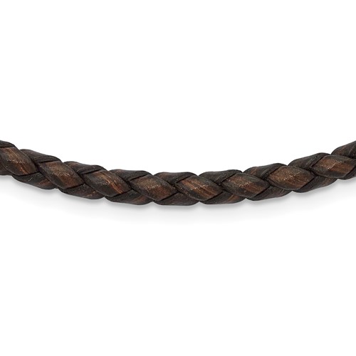 Chisel 4mm Genuine Leather Hexagon Weave Necklace, 18"