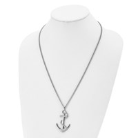 Chisel Stainless Steel Polished Anchor Pendant on a Curb Chain Necklace, 24" view 4