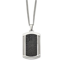 Chisel Stainless Steel Brushed and Polished Black IP-plated Dog Tag on a Curb Chain Necklace, 24" view 3