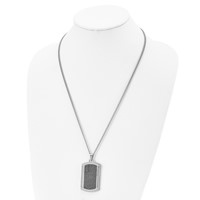 Chisel Stainless Steel Brushed and Polished Black IP-plated Dog Tag on a Curb Chain Necklace, 24" view 4