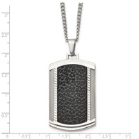 Chisel Stainless Steel Brushed and Polished Black IP-plated Dog Tag on a Curb Chain Necklace, 24" view 5