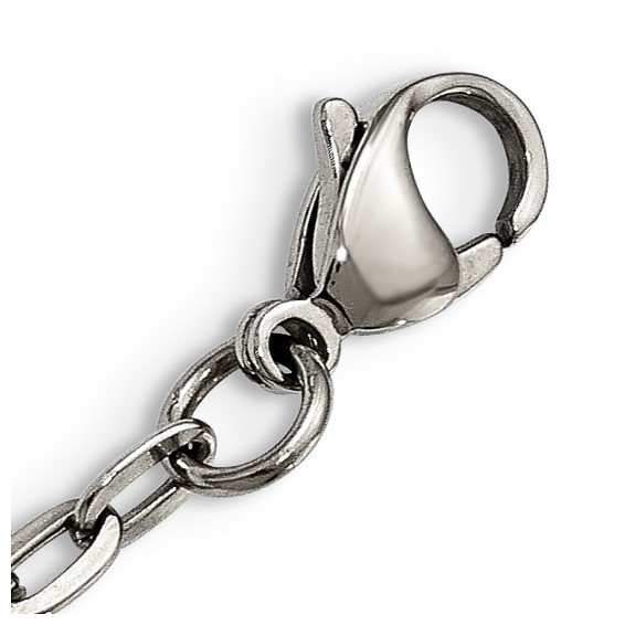 Stainless Steel Polished Black Agate Necklace