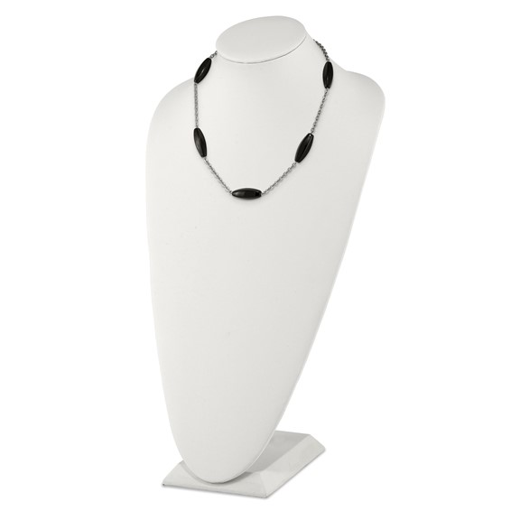 Stainless Steel Polished Black Agate Necklace