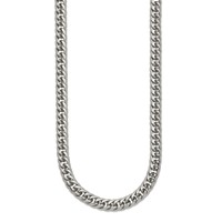 Chisel Stainless Steel Polished Double Curb Chain Necklace, 24" view 3