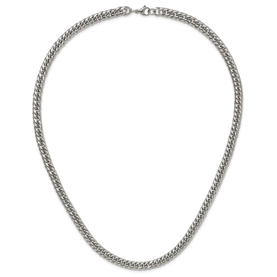 Chisel Stainless Steel Polished 24 inch Double Curb Chain Necklace