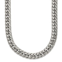 Chisel Stainless Steel Polished Double Curb Chain Necklace, 24" view 1