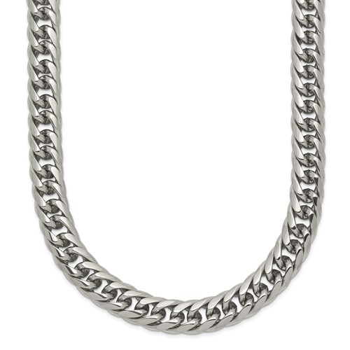 Chisel Stainless Steel Polished Double Curb Chain Necklace, 24"