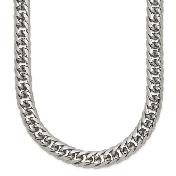 Chisel Stainless Steel Polished 24 inch Double Curb Chain Necklace