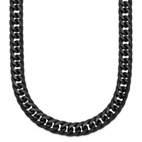 Chisel Stainless Steel Polished Black IP-plated Double Curb Chain Necklace, 24" view 1