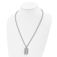Chisel Stainless Steel Brushed and Polished Black IP-plated Necklace with Black CZ Dog Tag on a Cable Chain, 24" view 4