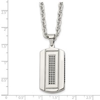 Chisel Stainless Steel Brushed and Polished Black IP-plated Necklace with Black CZ Dog Tag on a Cable Chain, 24" view 5