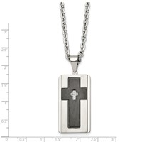 Stainless Steel Brushed & Polished Black IP-plated Necklace with CZ Cross view 3