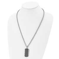 Stainless Steel Polished Black IP-plated Dog Tag Necklace, 24" view 4