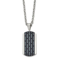 Stainless Steel Polished Black IP-plated Dog Tag Necklace, 24" view 1