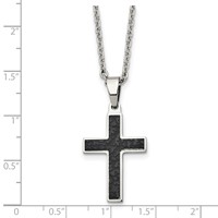 Chisel Stainless Steel Polished and Textured Black IP-plated Cross Pendant on a Cable Chain Necklace, 24" view 5